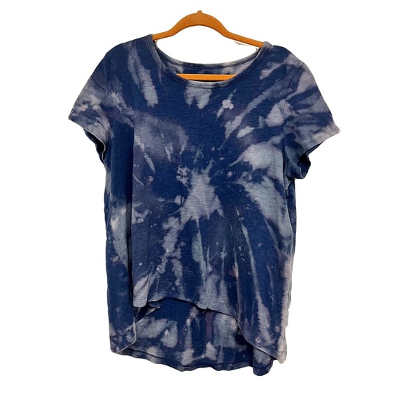 Blue tie-dye Hi low t-shirt - Picture 1 of 3